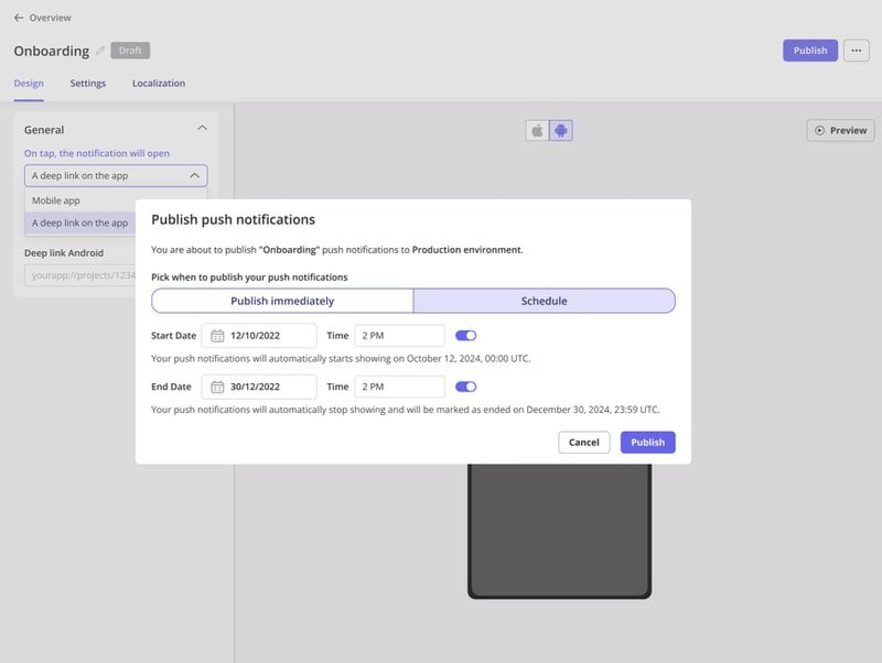 How to send push notifications schedule