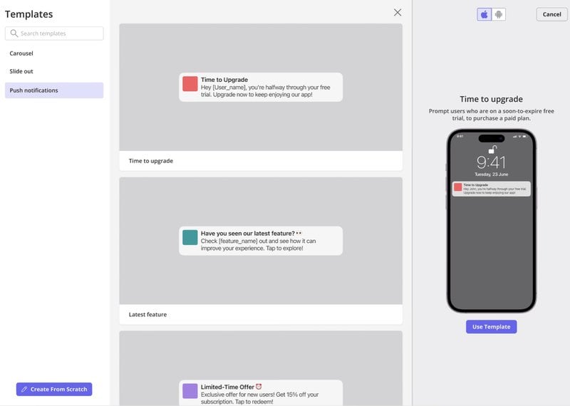 userpilot push notification templates