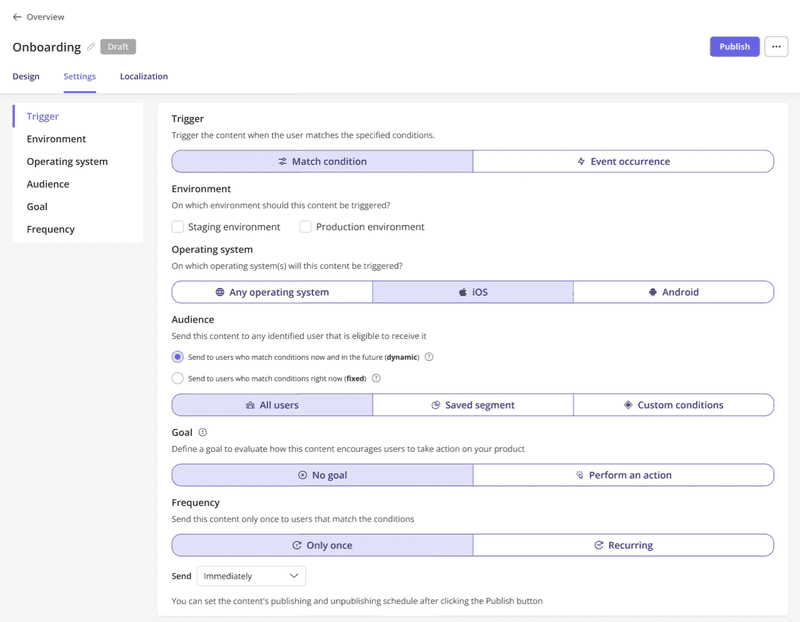 Trigger push notifications on time with Userpilot.