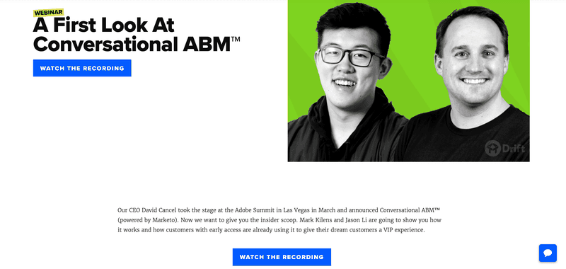 drift product launch webinar