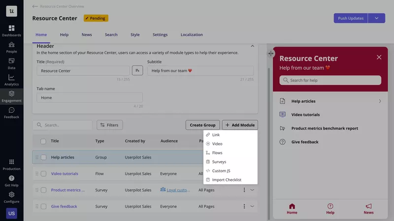 Resource center builder