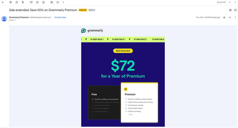 grammarly flash sale extended