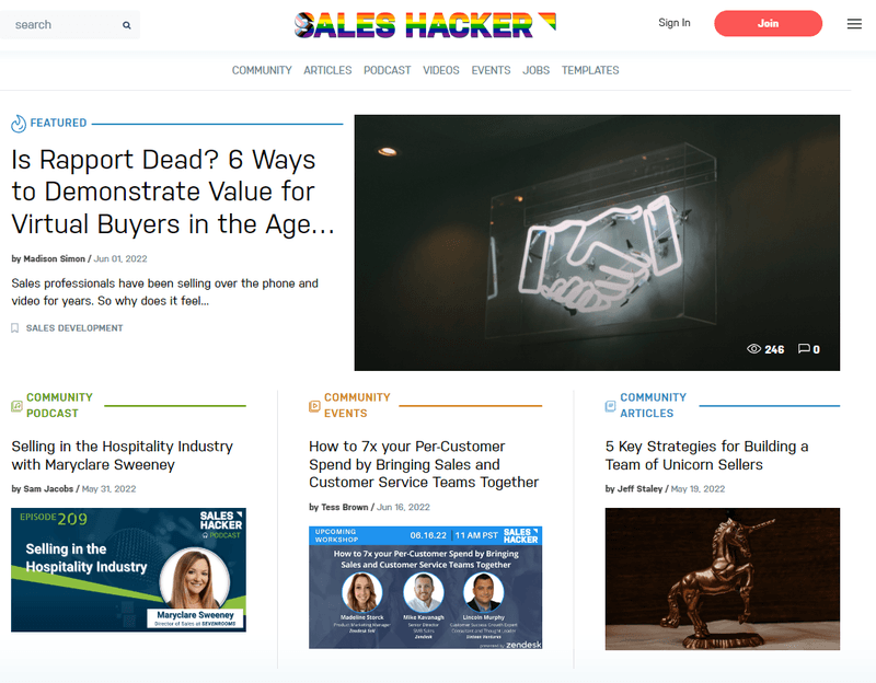 Sales Hacker blog.