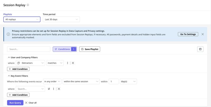 Userpilot’s session replay tool