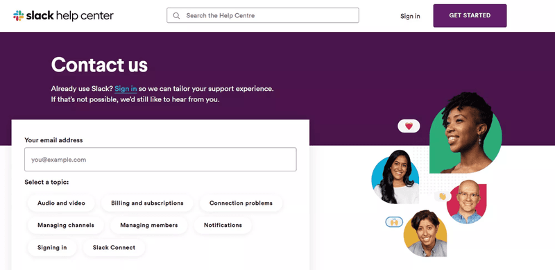 Slack's auto-suggest feature makes the search easier.