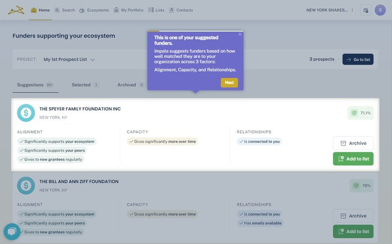 Impala’s onboarding flow