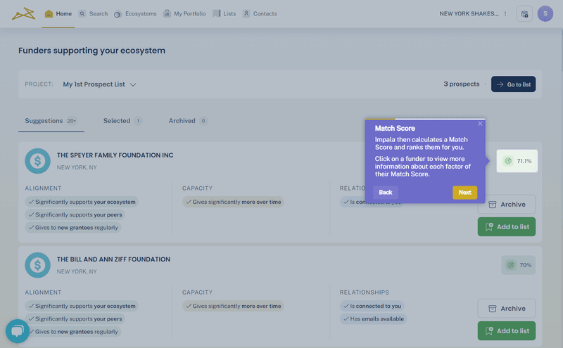 Impala’s onboarding flow.
