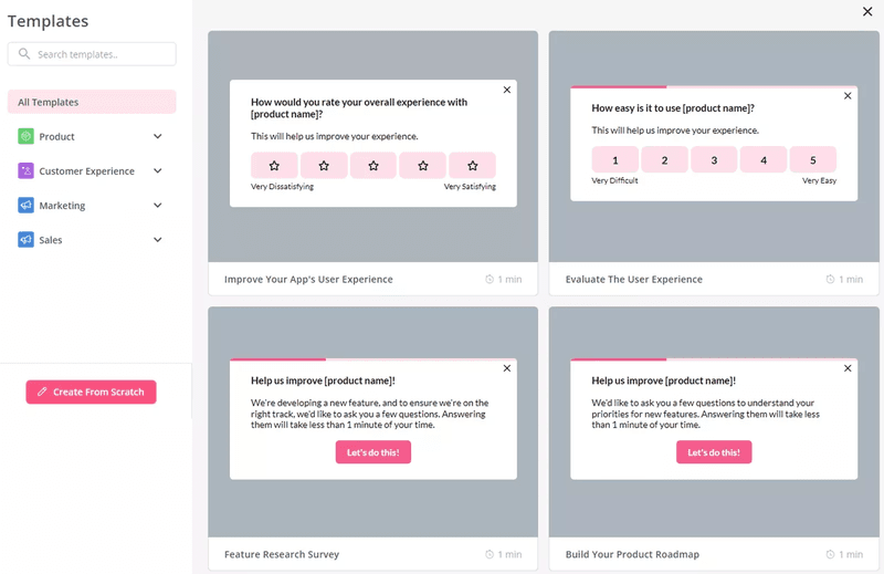 Use feedback templates to easily collect feedback.