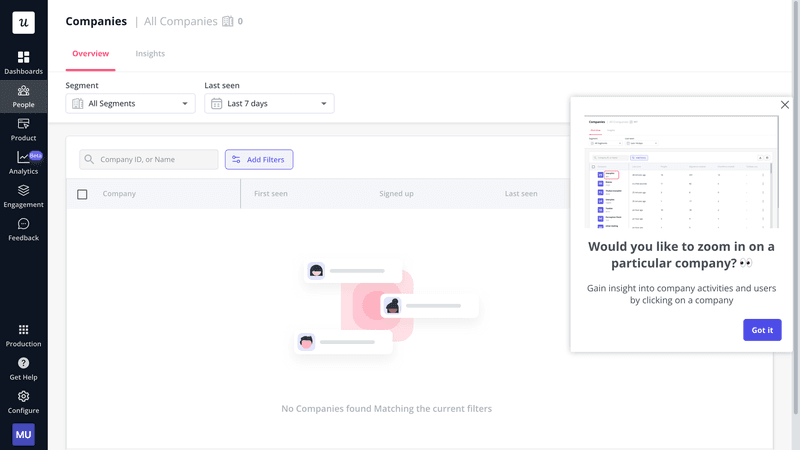 A modal introducing a new feature