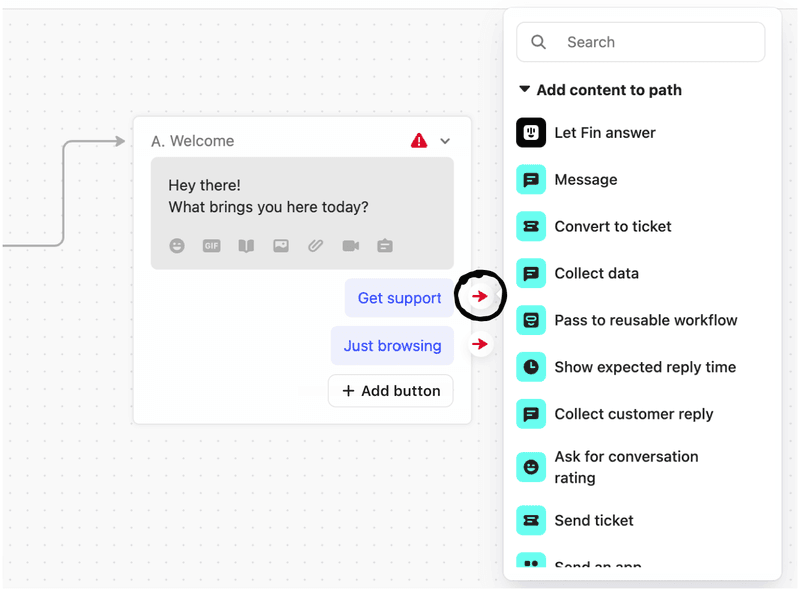 Intercom’s paths for automating chatbots