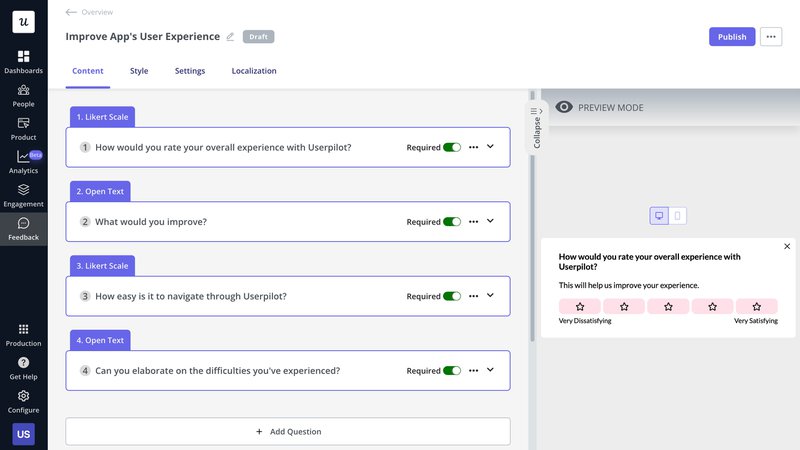 Userpilot survey builder