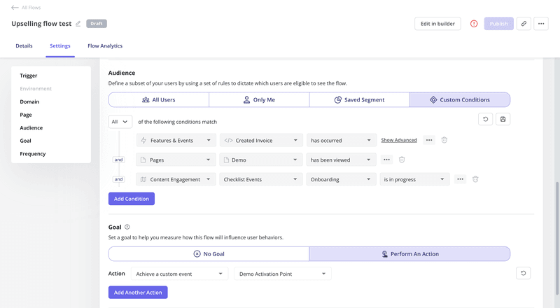 upselling flow audience