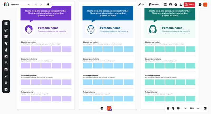 Mural’s ready-made templates help structure personas.