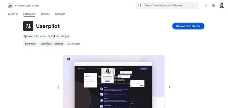The Userpilot chrome extension