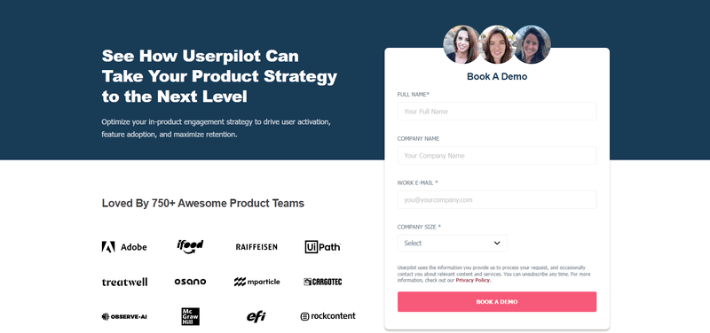 Userpilot demo as free trial marketing strategy