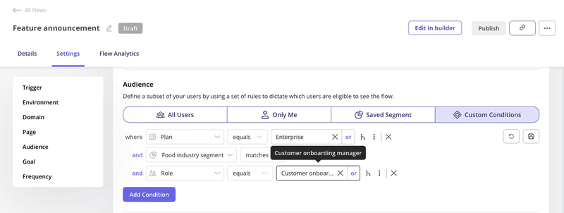 Feature announcement audience segmentation in Userpilot