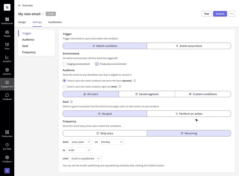 Trigger emails in Userpilot based on user behavior.