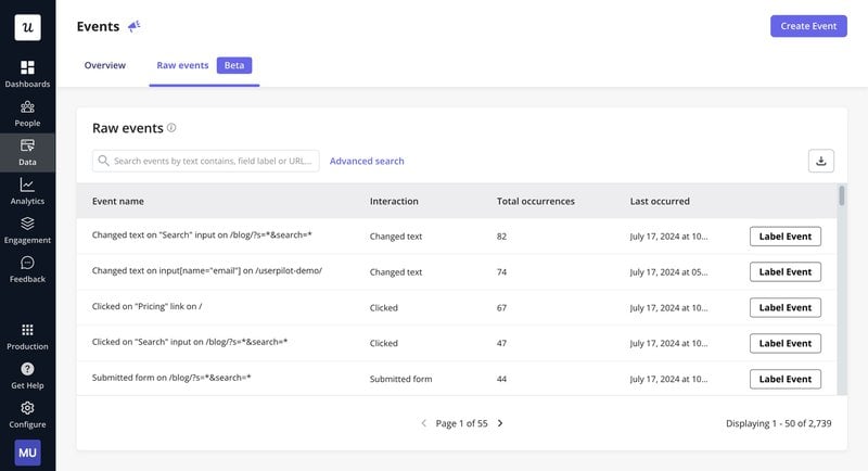 Userpilot raw events