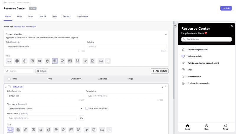 rc module group Userpilot