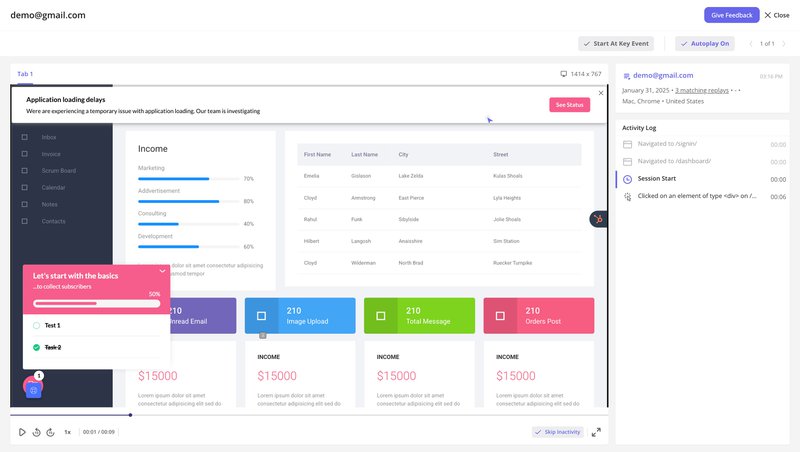 Userpilot Session Replay Interface"