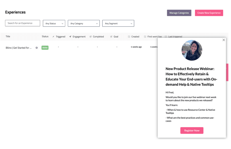 Userpilot slideout announcement