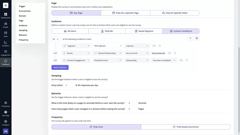 Userpilot allows you to target very specific user segments