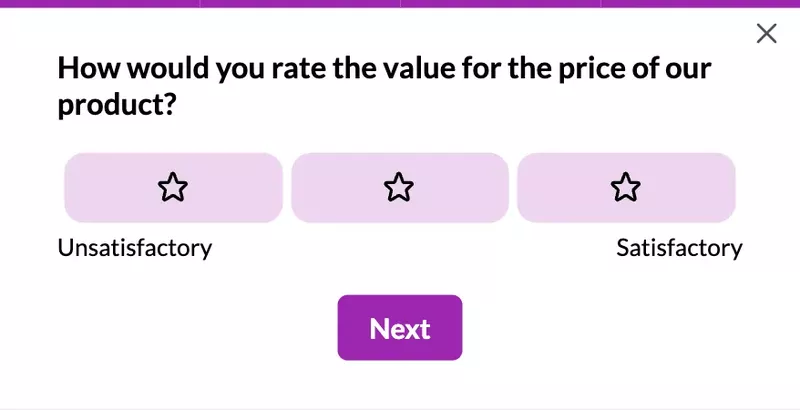 Product survey questions about value for money