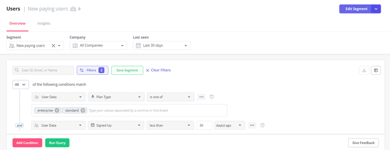 How to segment customers in Userpilot: new paying customers