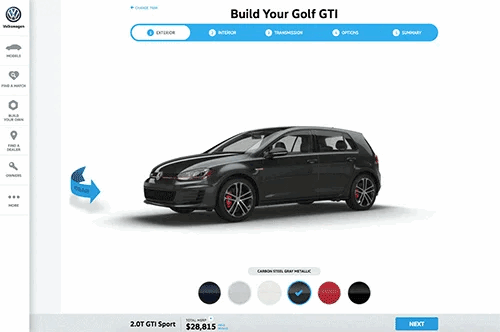 Volkswagen’s virtual car builder.