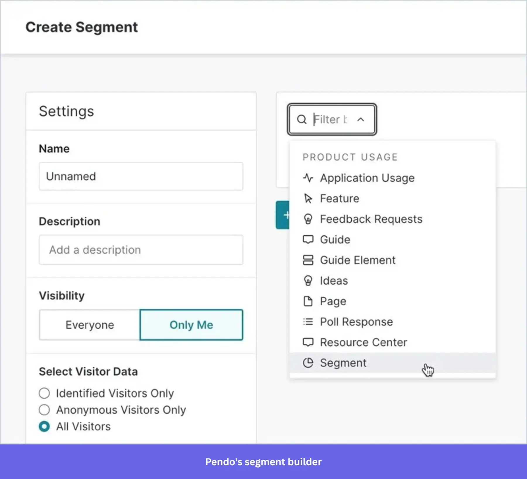 User segment builder in Pendo.