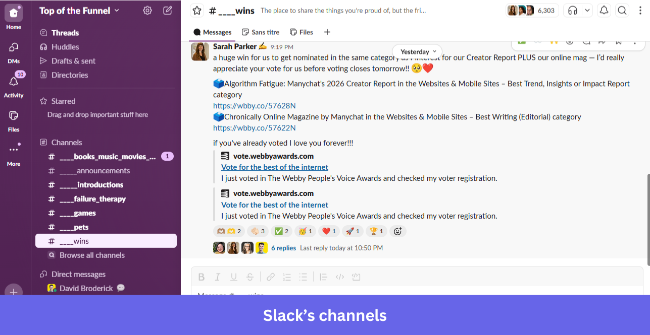 Slack's channel feature