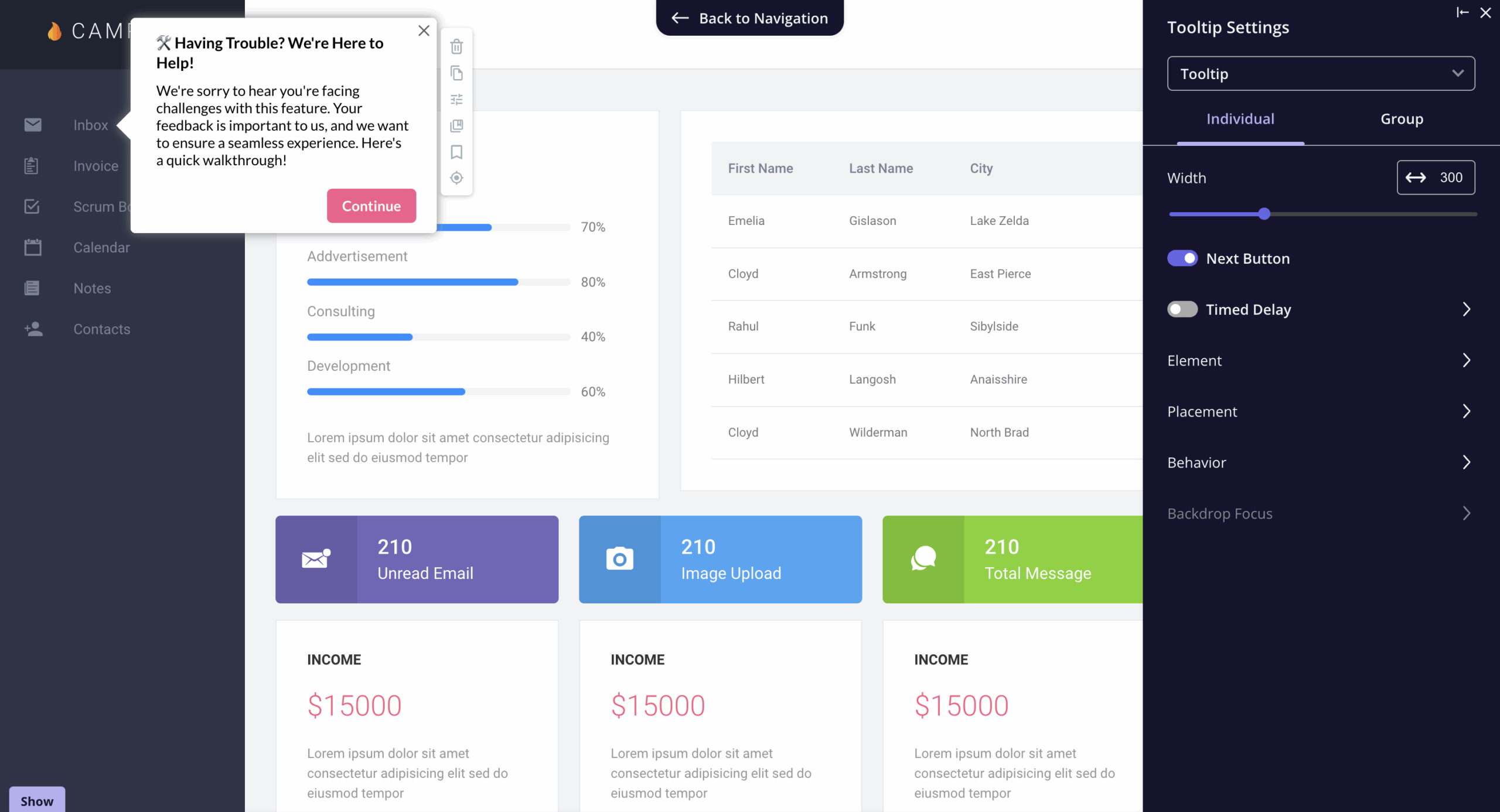 Tooltip modal windows