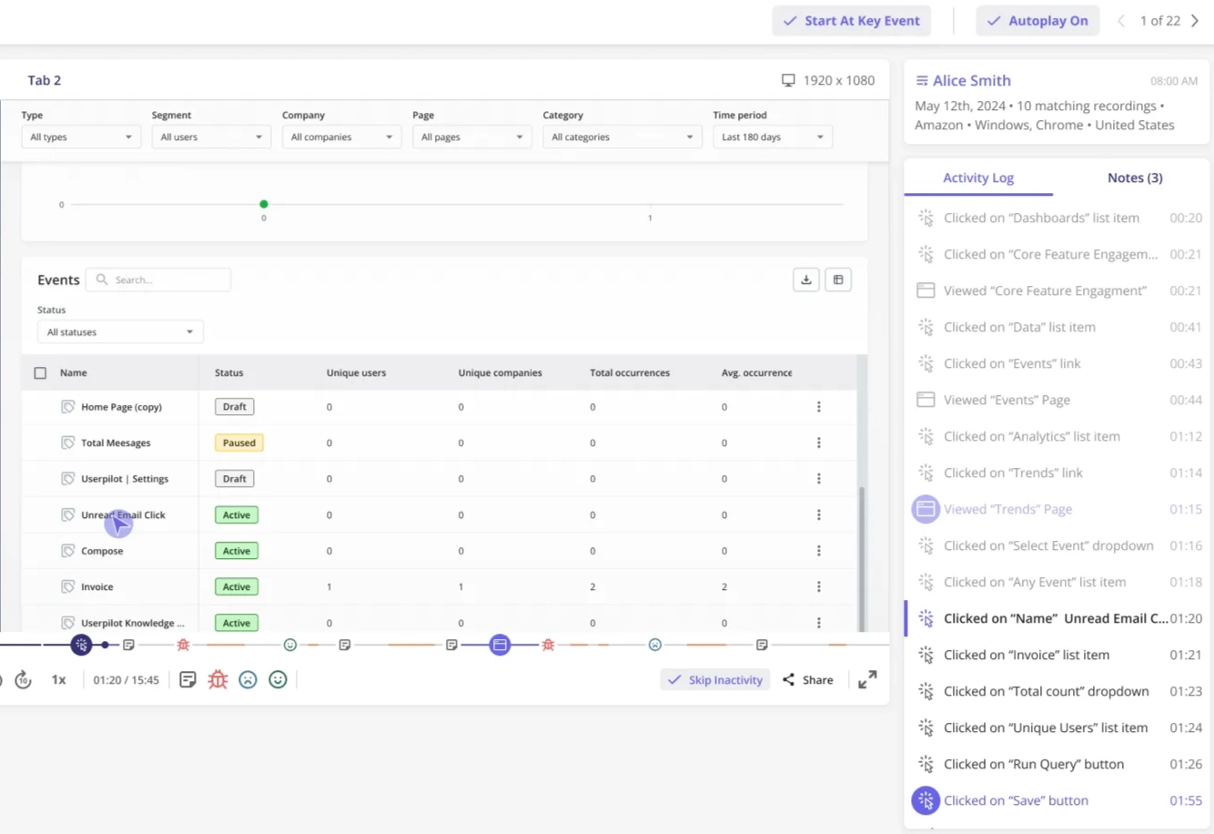 Userpilot session replays.