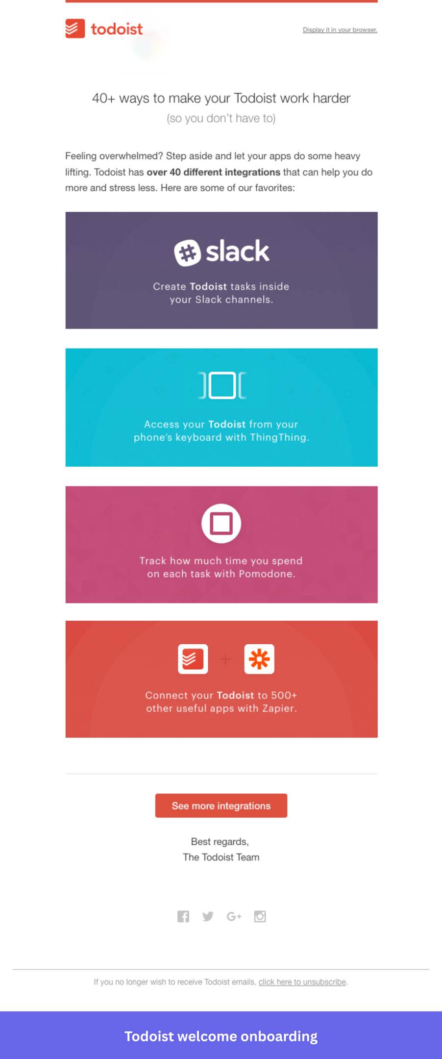 Todoist welcome email