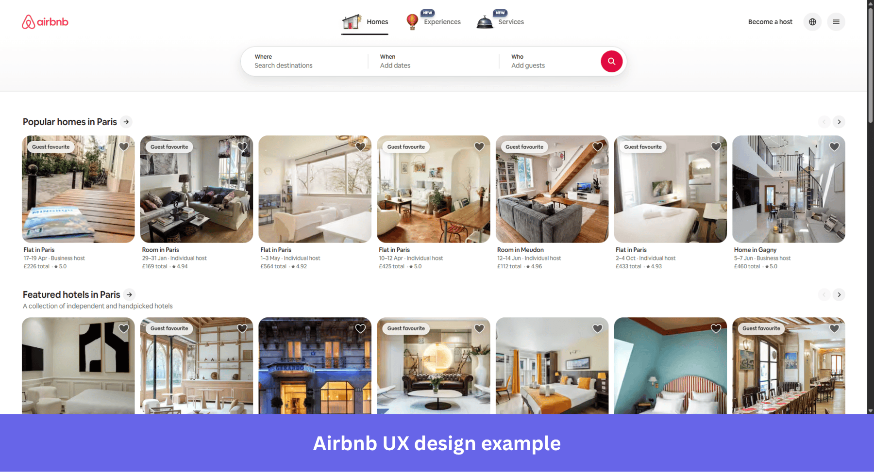 Airbnb UX design example