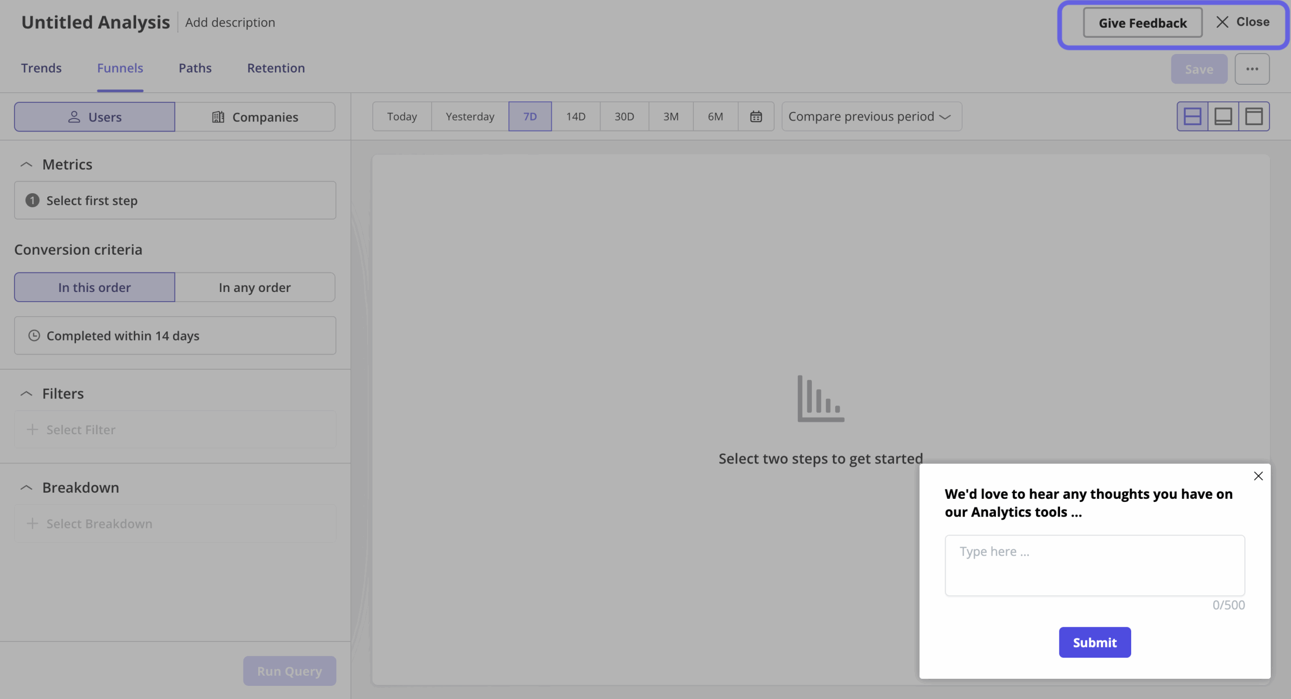passive feedback button in userpilot