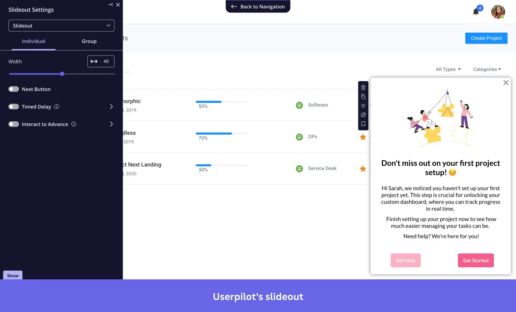 Userpilot slideout