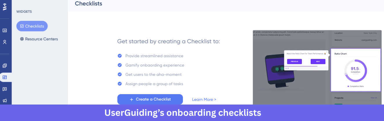 UserGuiding onboarding checklist feature