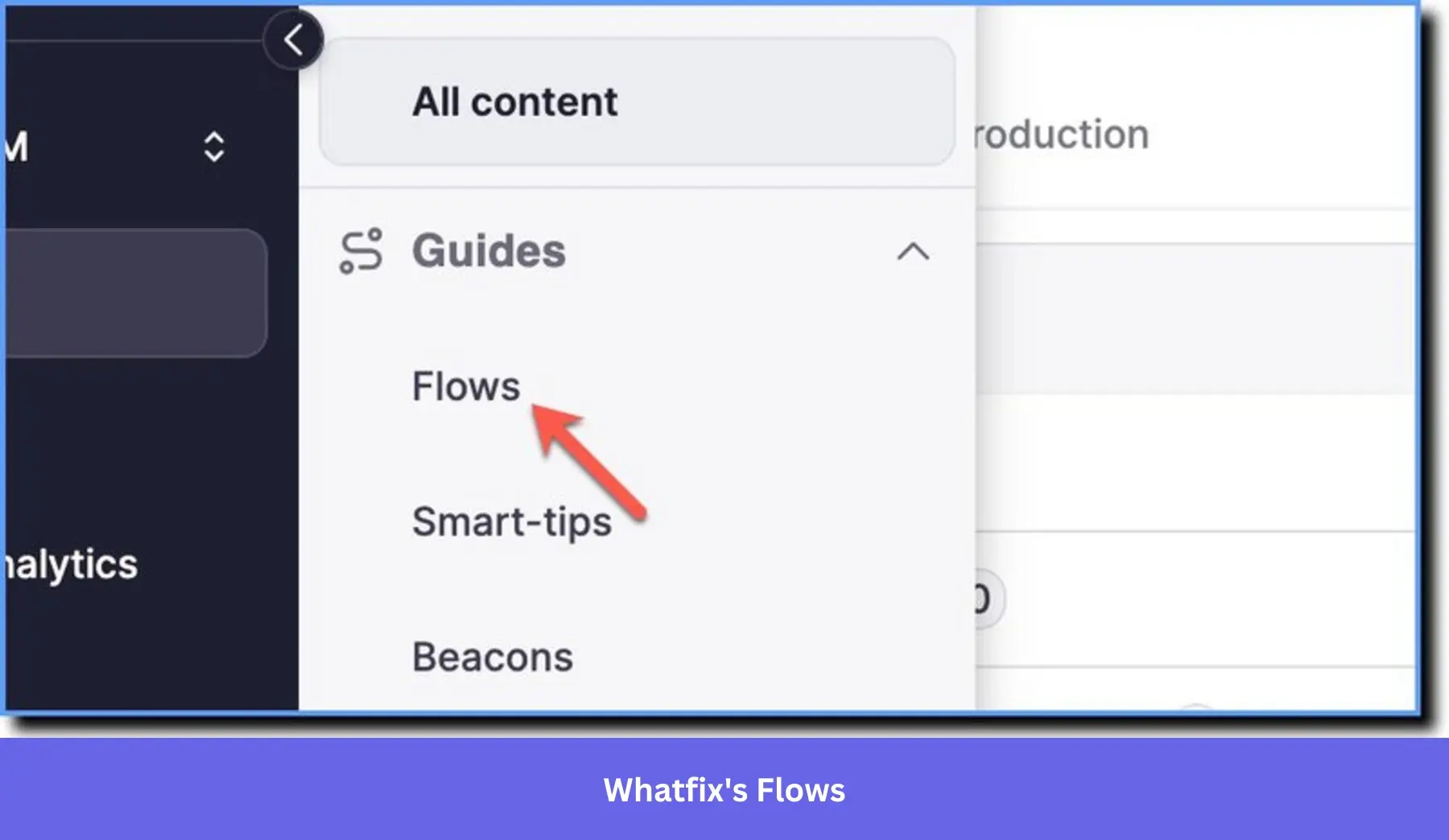 Whatfix dashboard with flow navigation and step targeting panel for user onboarding flows. Create and refine onboarding flows in Whatfix using flexible targeting and step editing options.