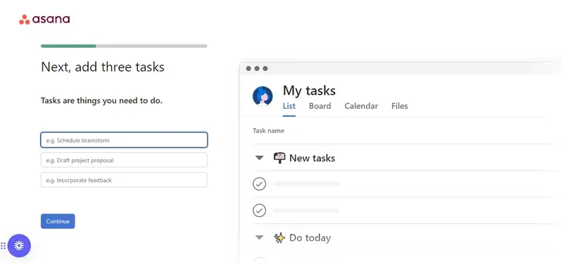 Asana interactive tutorial.