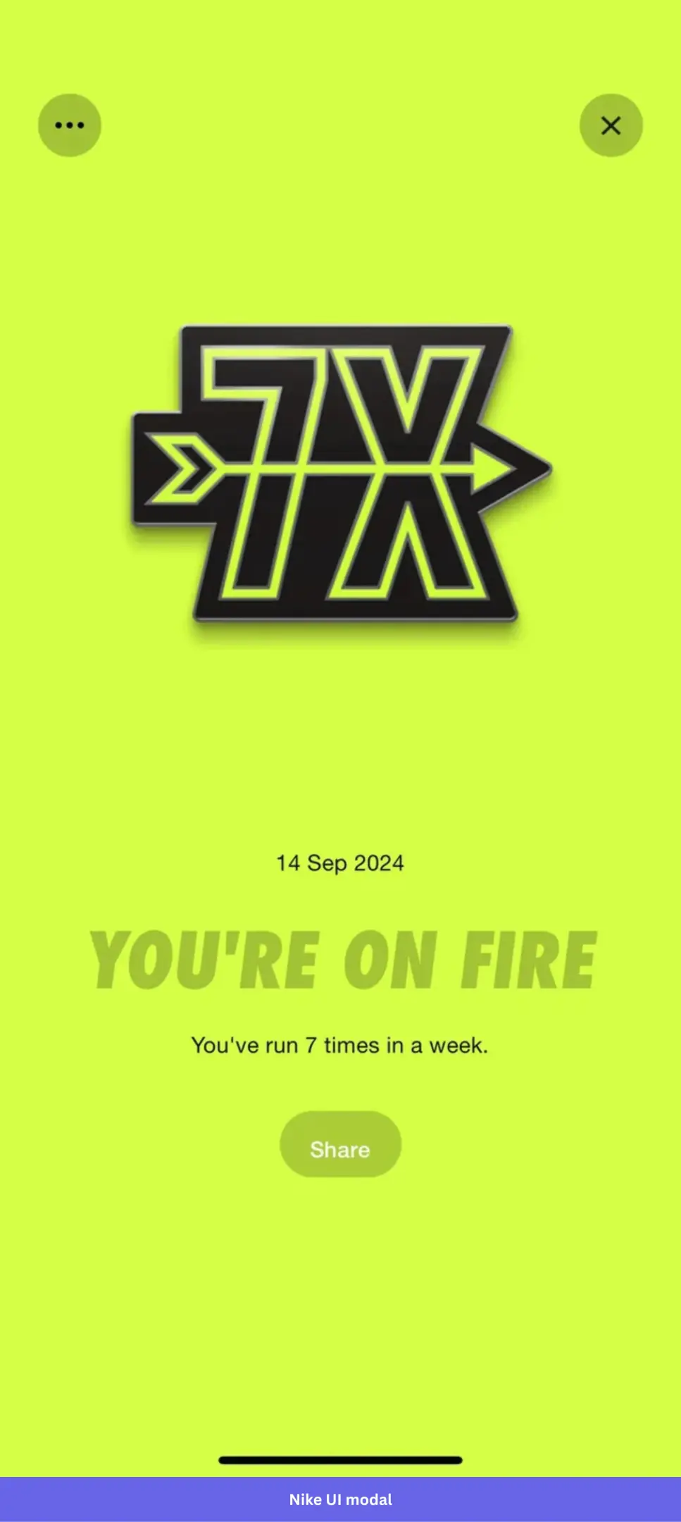 Nike Run Club's gamified achievement modals