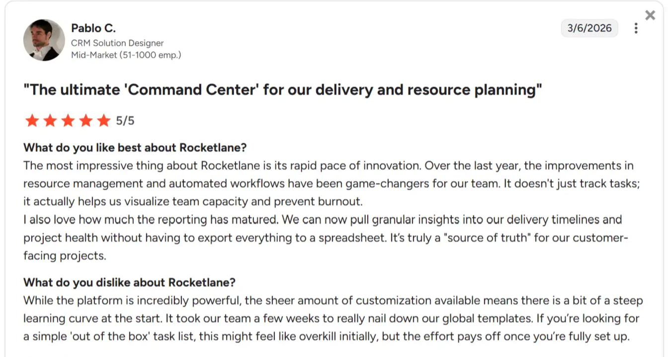 Pablo's review on G2.