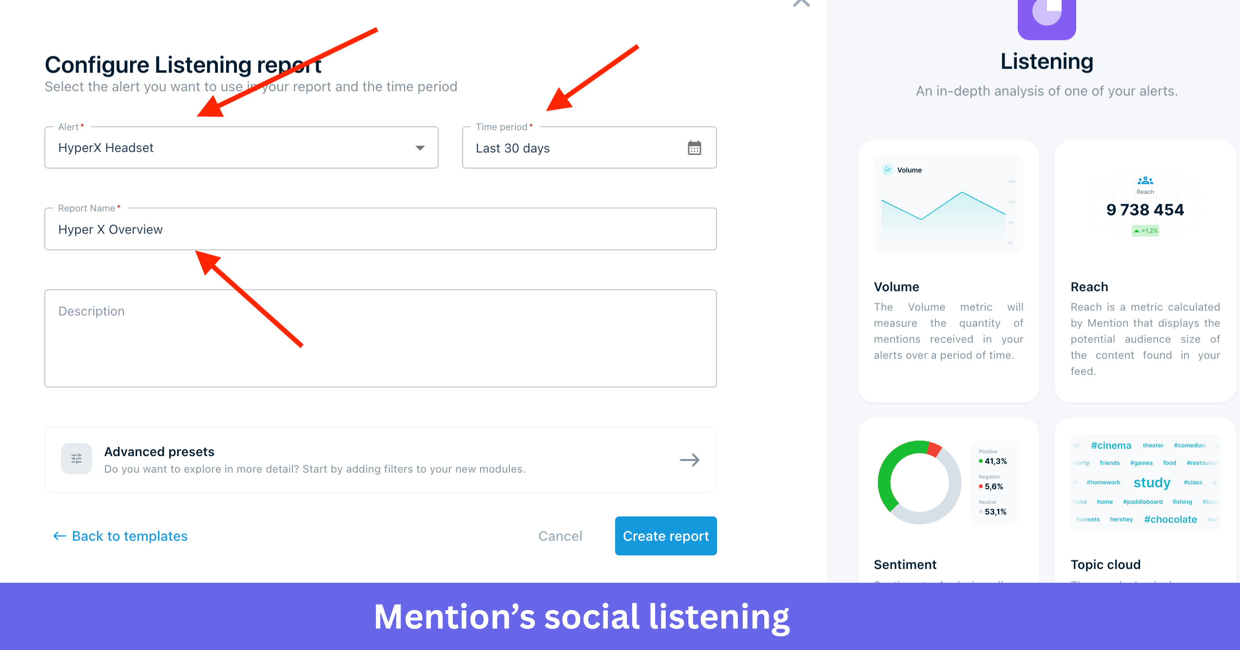 Mention's social listening feature