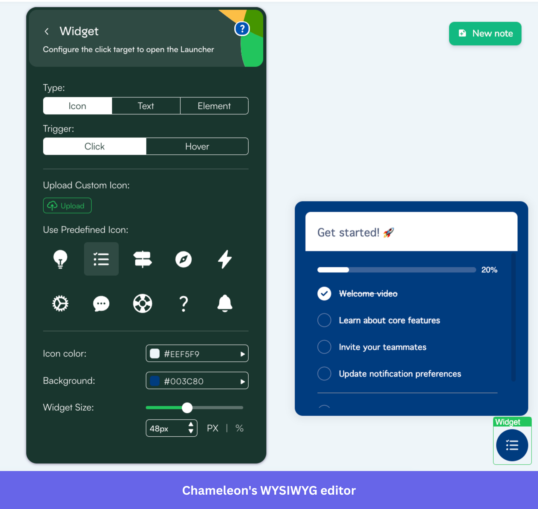Customizing a checklist in Chameleon.