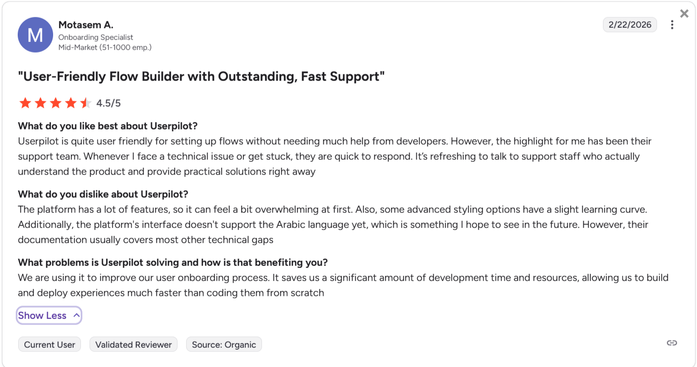 Userpilot G2 review.