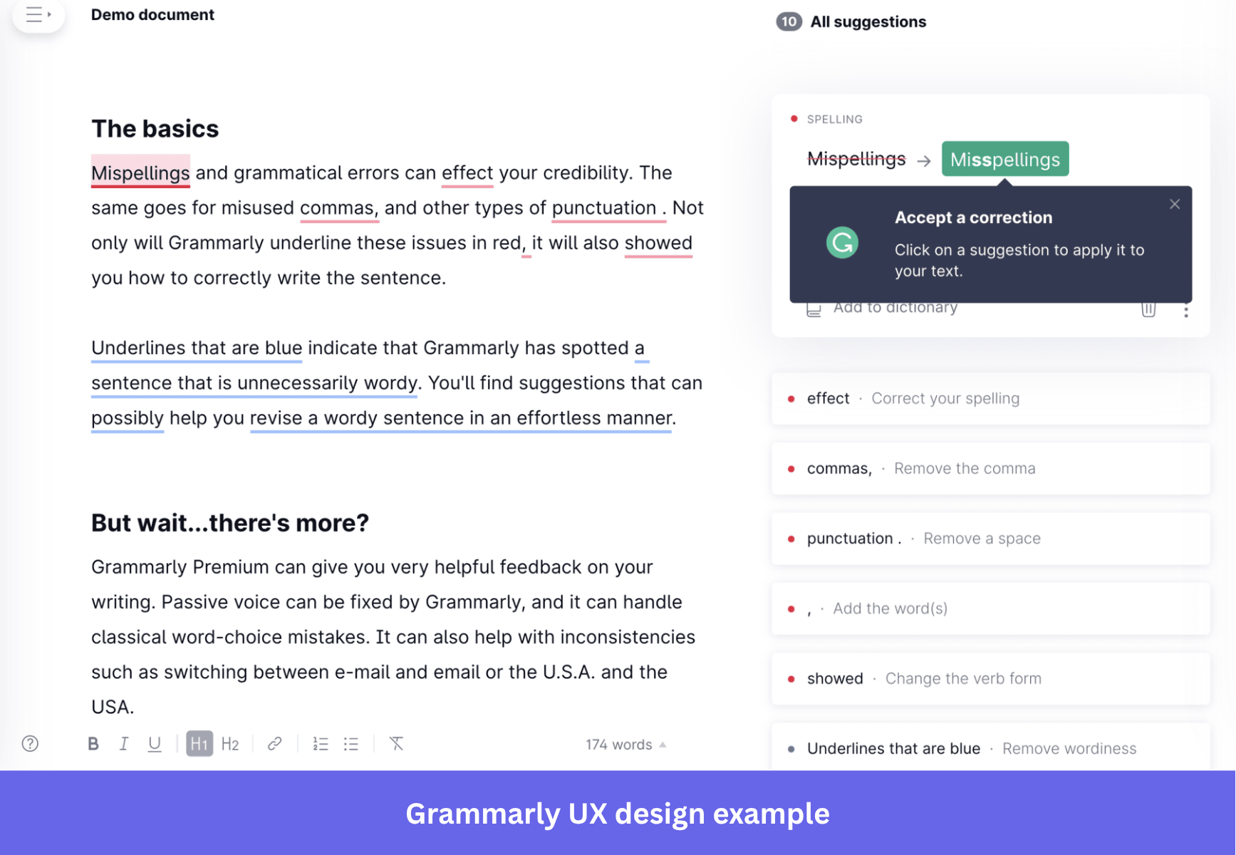 Grammerly UX design example