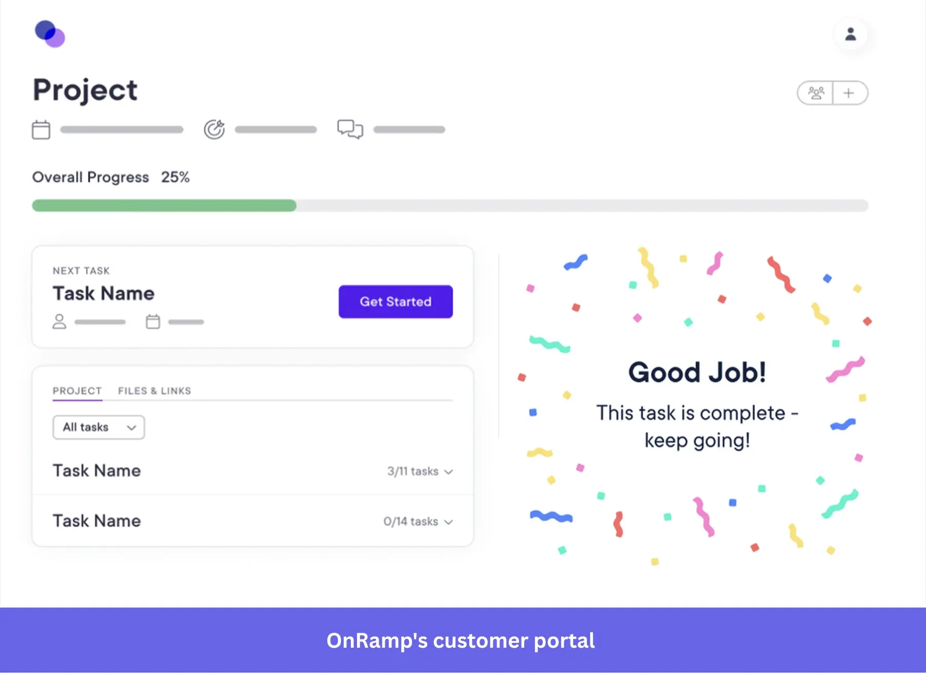 Congratulatory modal in OnRamp.
