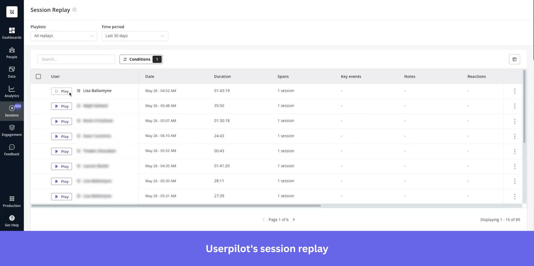 Userpilot session replay