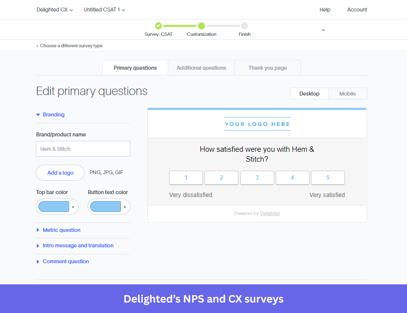 Delighted's NPS and CX surveys feature
