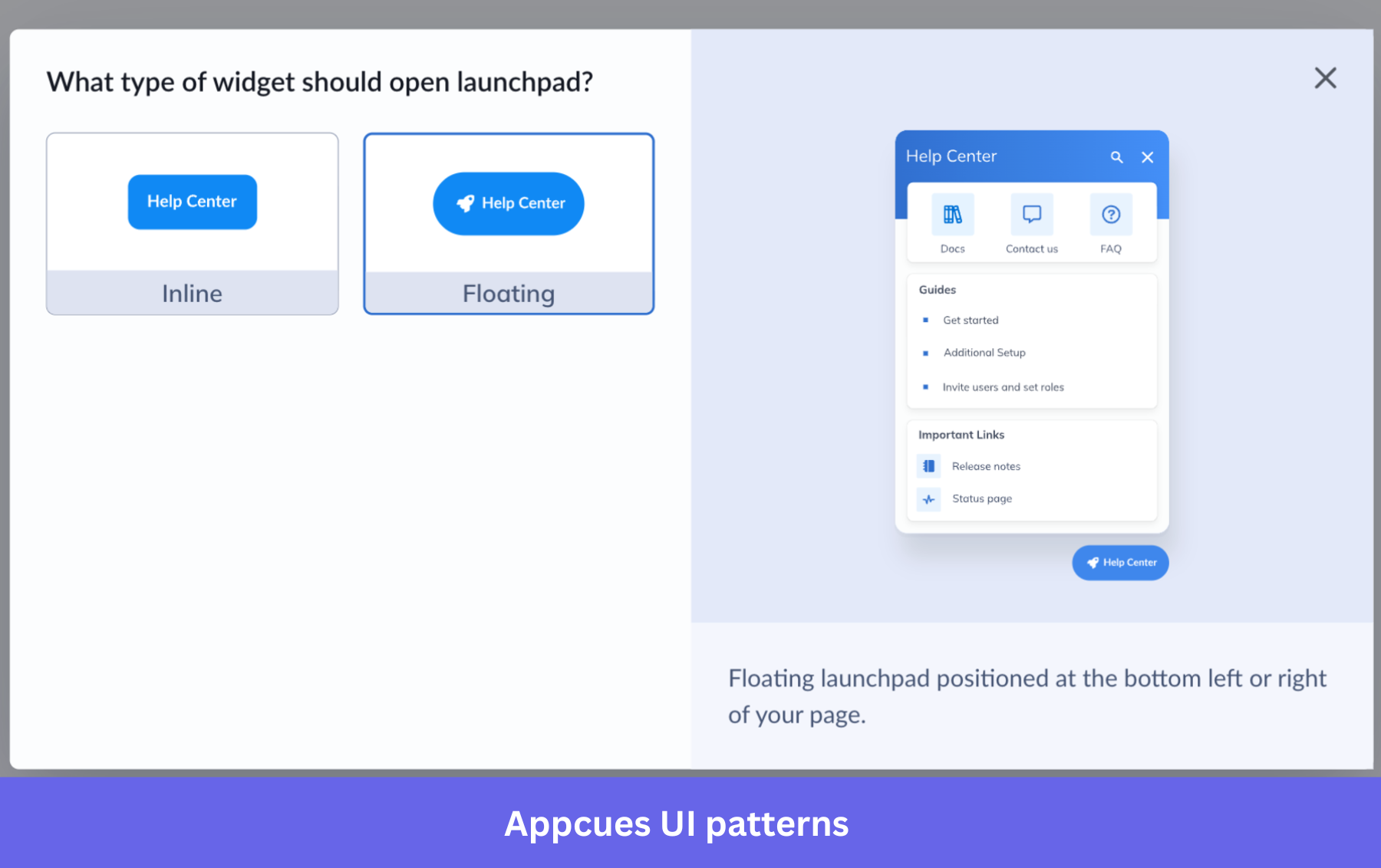 Appcues UI patterns